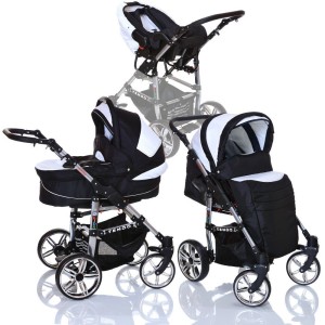 Kinderwagen weiß Leder